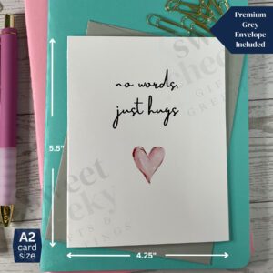 Greeting card sympathy grief message "no words, just hugs"