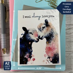 Love greeting card featuring a pair of goats and message "I wool always love you"