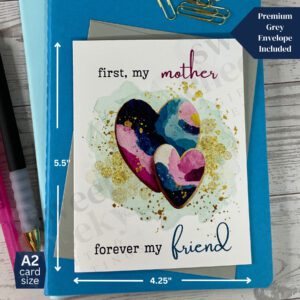 "First my mother, forever my friend" pair of hearts that represent Mom and Child