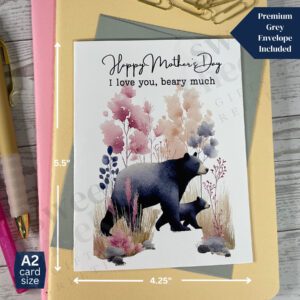 Greeting card for Mom - Happy Mother's Day - I love you, beary much featuring Momma and Baby Bears
