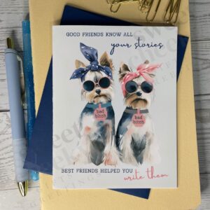 Best Friends Help You Write Your Stories | Yorkies Greeting